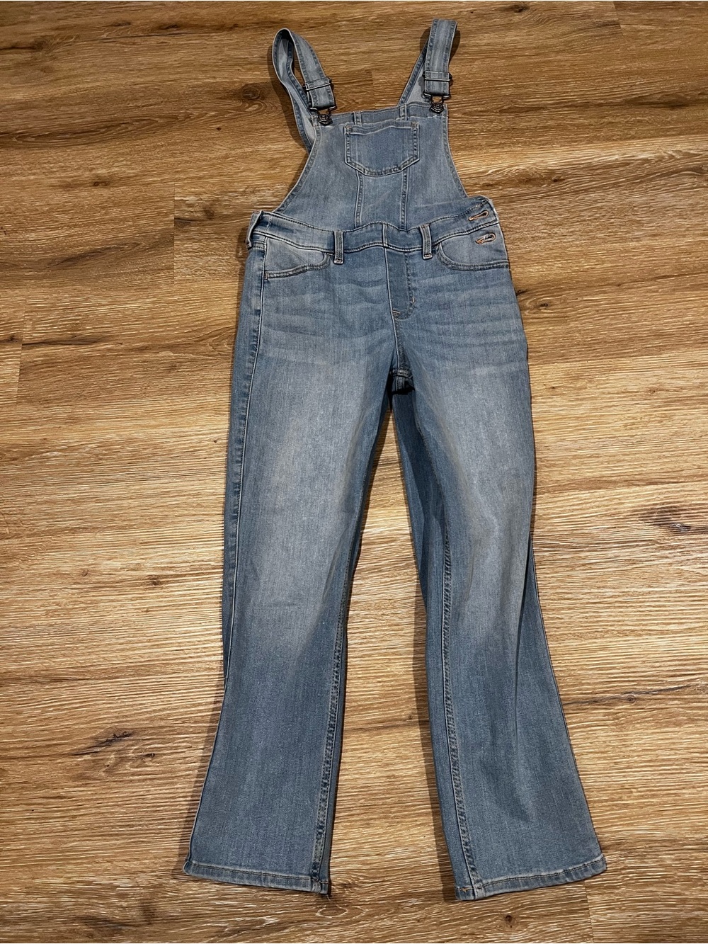 abercrombie kids light blue denim overalls - girls